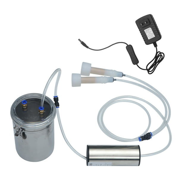 2L Double Head Electric Milking Machine Cow Sheep Goat Milker Stainless Barrel